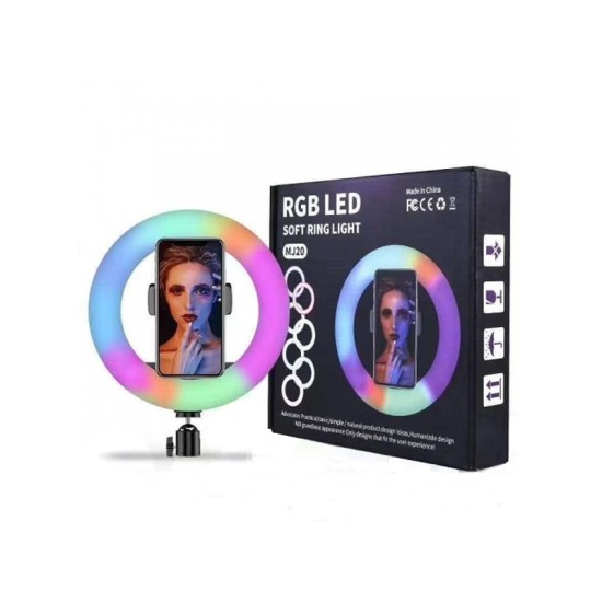 SOPORTE RINGLIGHT MJ 20 CON SOPORTE PARA TELÉFONO 8.0 "NEGRO
